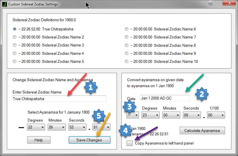 setting a Custom Ayanamsha