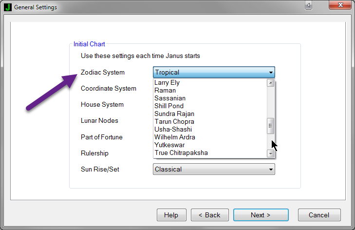 General Settings screen